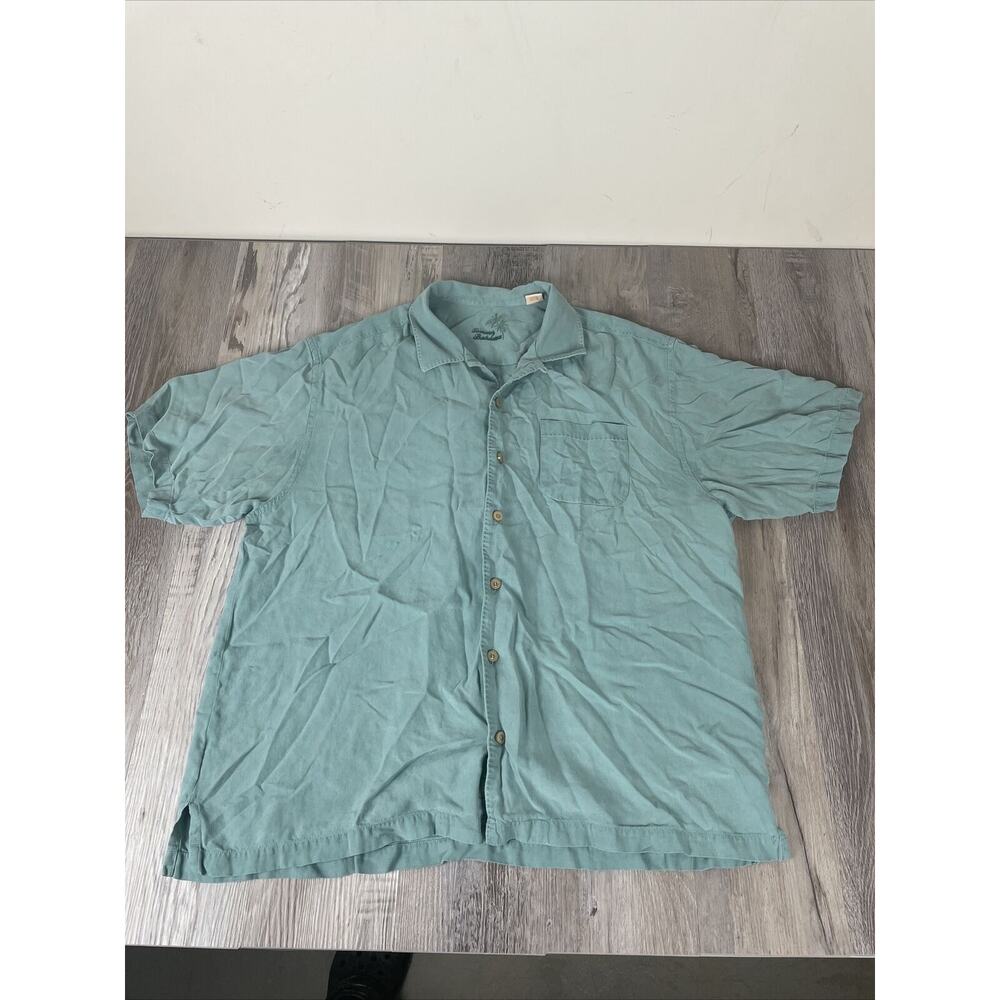 Tommy Bahama Short Sleeve Button Hawaiian Shirt Mens XL Silk Green